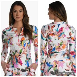 La Blanca Paradise Long Sleeve Half Zip Rash Guard NWT Size XS